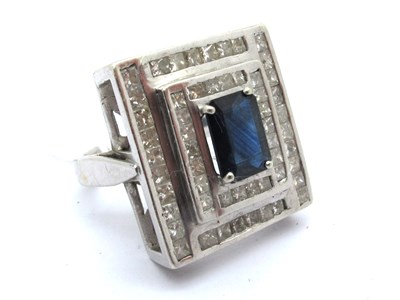 Lot 109 - A Modern Large Sapphire and Diamond...