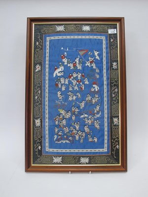 Lot 1176 - Oriental: Needlework on Silk, featuring...