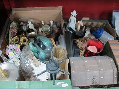 Lot 1027 - Paperweight, casket, brass vases, etc:- Two...