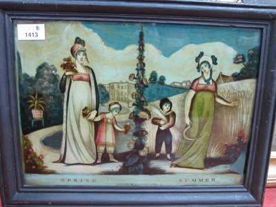 Lot 1413 - Early XIX Century Painting on Glass 'Spring'...