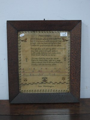 Lot 1319 - A XIX Century Woolwork Sampler, worked by Jane...