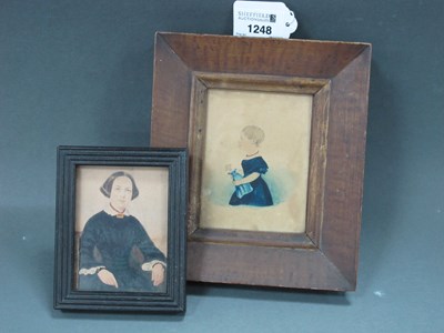 Lot 1248 - A XIX Century Miniature of a Girl Holding a...