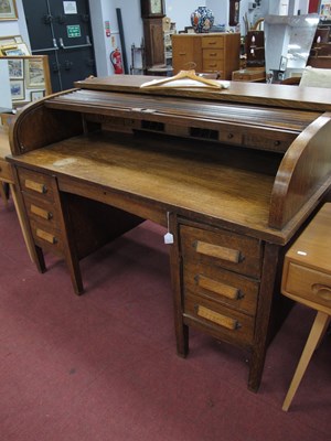 Lot 1604 - Early XX Century Oak Roll Top Desk, with a...