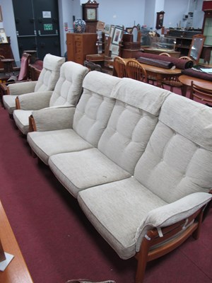 Lot 1586 - Erocol Three Piece Suite, three seater settee,...