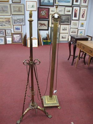 Lot 1608 - Brass Corinthian Column Standard lamp, on a...