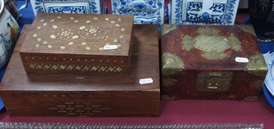 Lot 1354 - Oriental Jewellery Box, with brass mounts,...