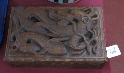 Lot 1349 - Oriental Box with a Carved Dragon to Lid, and...