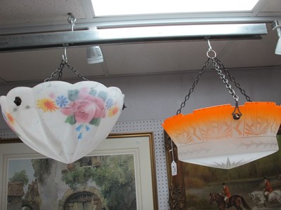 Lot 1467 - Two Early XX Century Glass Ceiling Lights, one...