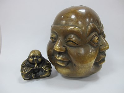 Lot 1444 - Chinese Brass Four Faced Budha, together with...