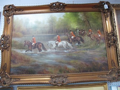 Lot 1476 - B. Caltin? Oil On Canvas, Hunting Scene of...