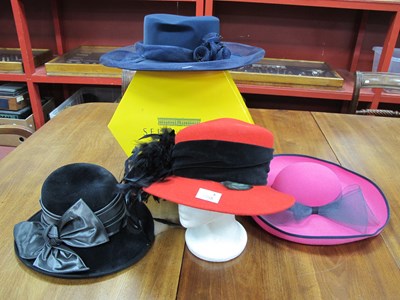 Lot 1458 - Hats; Bermona Trend Red Felt and Black Feather...