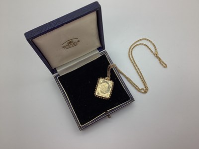 Lot 224 - A 9ct Gold Rectangular Locket Pendant, allover...