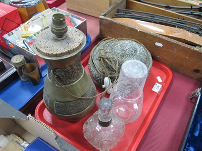 Lot 1379 - Glass Scent Bottle with Silver collar, carafe...