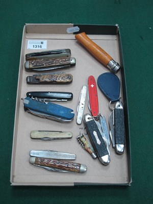 Lot 1316 - Pocket Knives - Opinel, Lockwood, Taylors Eye...