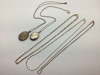 Lot 163 - Oval Locket Pendants on Chains, together with...