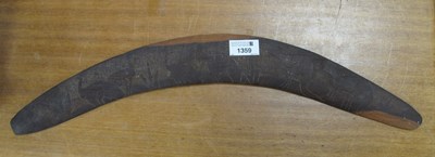 Lot 1359 - Aboriginal Mulga Wood Boomerang, carved with...