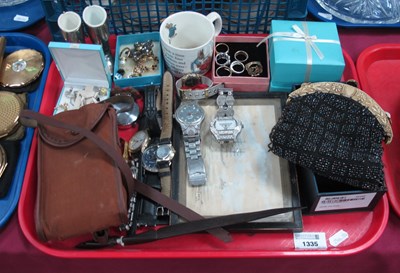 Lot 1335 - Watches, rings, pencil sketch, mug and camera,...