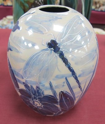 Lot 1262 - Anita Harris Blue and White Lustre 'Dragonfly'...