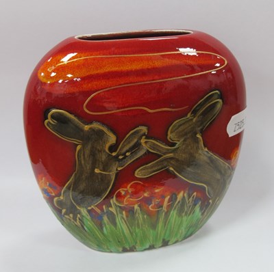 Lot 1281 - Anita Harris 'Boxing Hares' Purse Vase, gold...