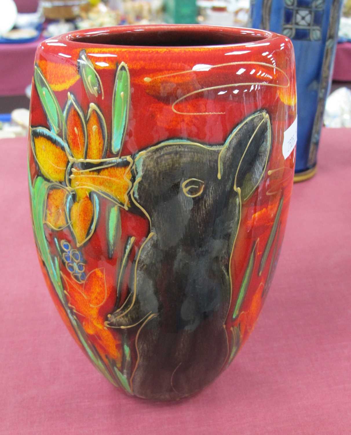 Lot 1266 - An Anita Harris Vase 'Bunny Sniffing Daffodil'...