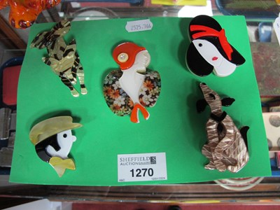 Lot 1270 - Five Modern Brooches.