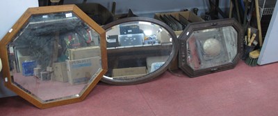 Lot 1163 - 1930's Oak Rectangular Wall Mirror, with split...