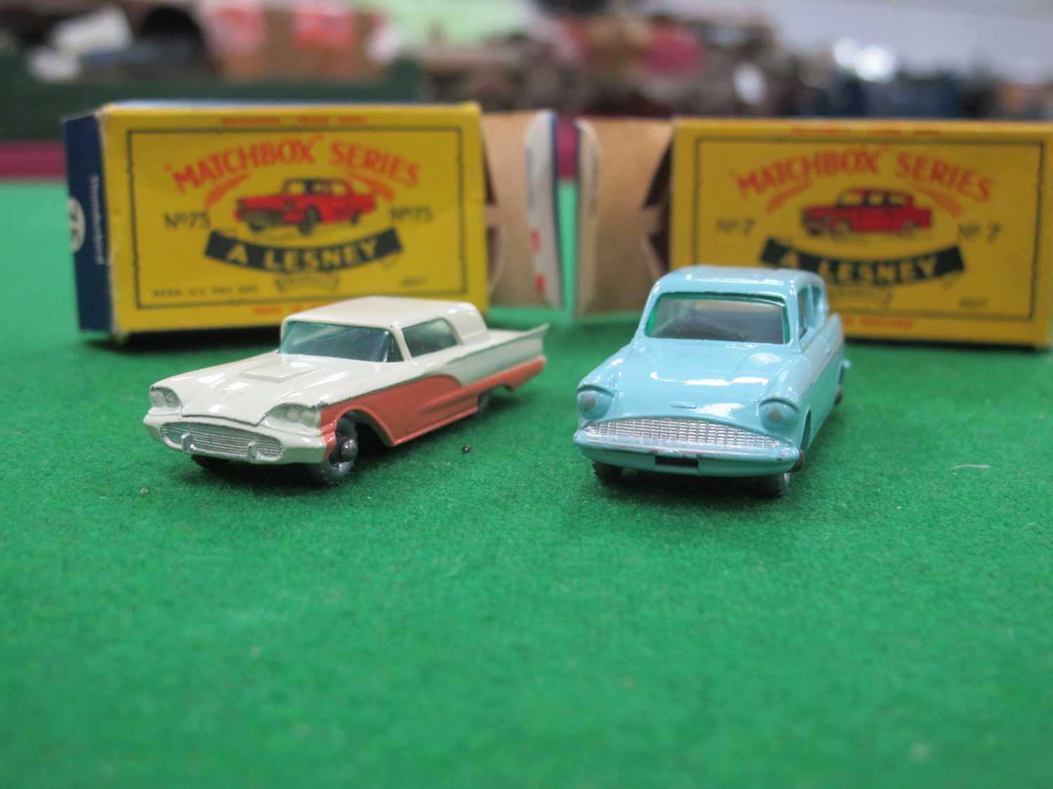 Lot 641 - Two Matchbox Lesney No 75 Ford Thunderbird,...