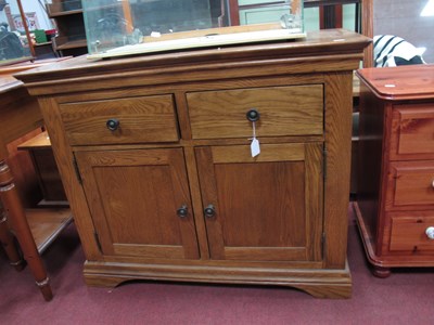 Lot 1554 - Oak Side Cabinet, with turned metal handles to...