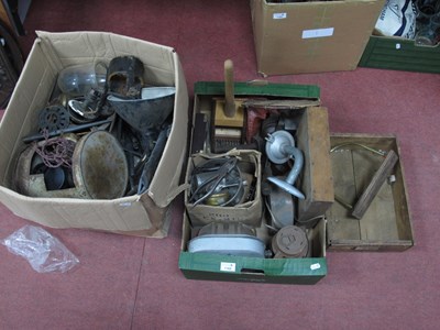 Lot 1162 - Primus Stove, industrial wall lights, oil can...