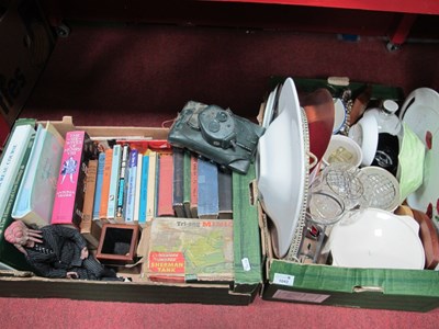 Lot 1042 - Glassware, meat plate, books, etc:- Two Boxes.