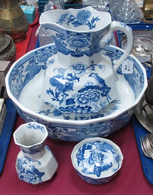 Lot 1338 - Masons Ironstone, blue-white jug-bowl, plus...