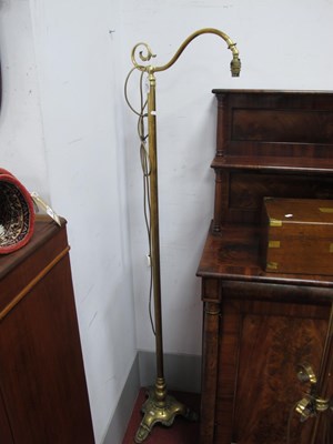 Lot 1607 - Brass Standard Lamp, with single scroll arm,...