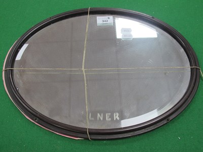 Lot 342 - An original LNER oval carriage mirror with...