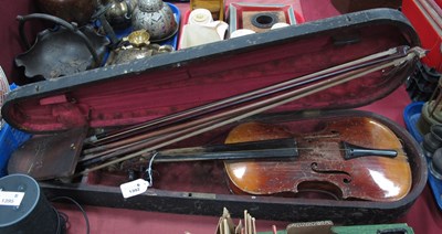 Lot 1392 - XIX Century violin with two piece back, body...