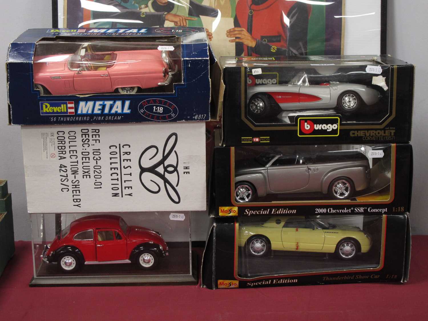 Lot 611 - Six 1:18th Scale Diecast Model Cars by The