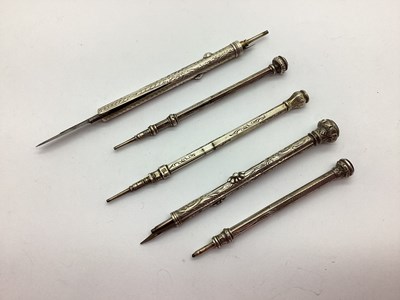 Lot 128 - Antique Sliding Dip Pen and Pencils, each with...