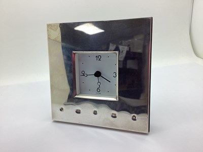 Lot 133 - A Modern Hallmarked Silver Mounted Desk Clock,...