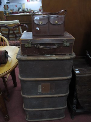 Lot 1571 - Cowhide and Other Cases, hessian trunk,...