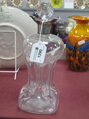 Lot 1290 - Wasted Cut Glass Decanter, with silver...