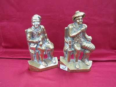 Lot 1421 - Pair of XIX Century Brass Doorstops, as two...