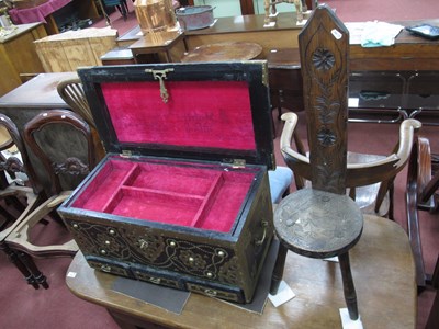 Lot 1560 - Ebonized and Brass Bound Box, with a hinged...