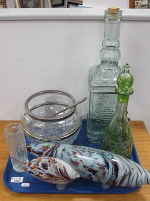 Lot 1203 - Glass Wine Decanter with a Tap, green glass...