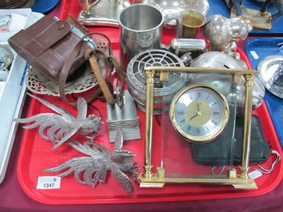 Lot 1347 - Pair off plated cockerels, pewter tankard,...