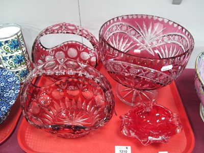 Lot 1210 - Ruby cut glass in the form of a pedestal bowl...