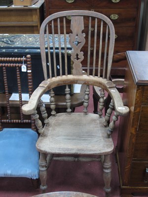 Lot 1571 - XIX Century ash and elm pad arm Windsor chair...