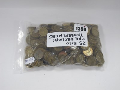 Lot 1350 - 2.5KG of Circulated GB Pre Decimal Brass...