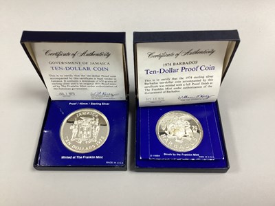 Lot 383 - 1974 Barbados Silver Proof $10 Coin, together...