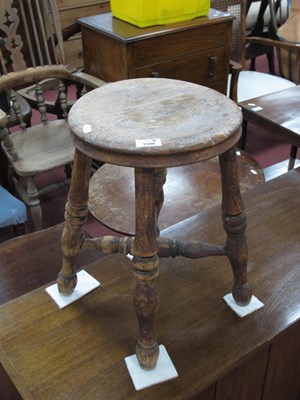 Lot 1588 - XIX Century ash elm stool with turned legs and...