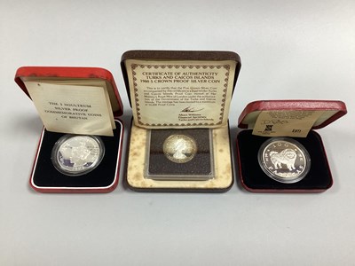 Lot 376 - Three Silver Proof World Coins, 1980 Turks and...