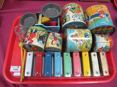 Lot 1443 - Wee-Kin Baby Toy as Six Cylindrical Tins,...